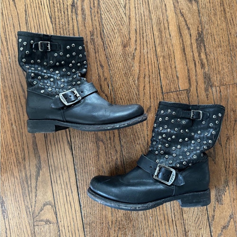 Frye Black Studded Jenna Boots Size 7.5